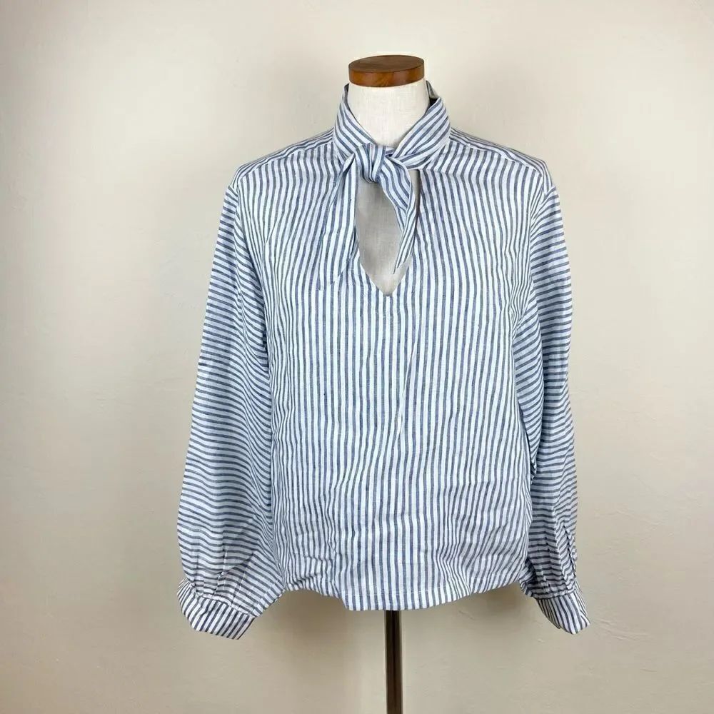 Frame Handkerchief Striped Linen Top - Picture 2 of 7